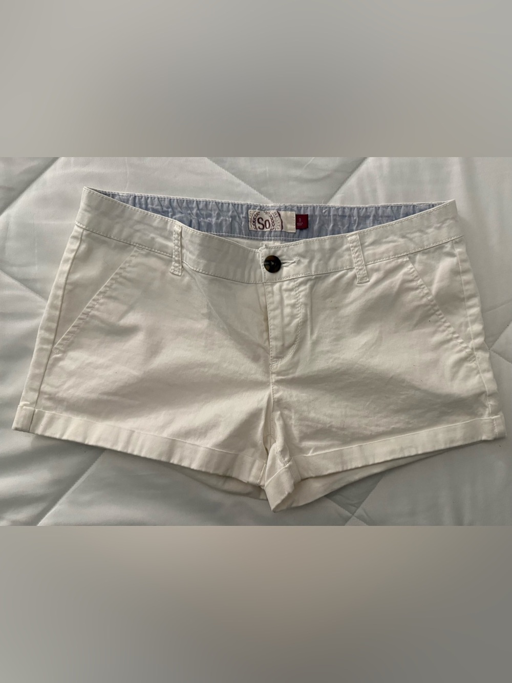 SO White High-Waist Cotton Blend Shorts